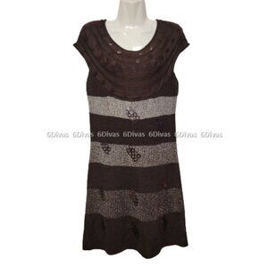 𝅺SEQUIN Sleeveless Knit Sweater Dark Brown Dress - One Size Fits Most